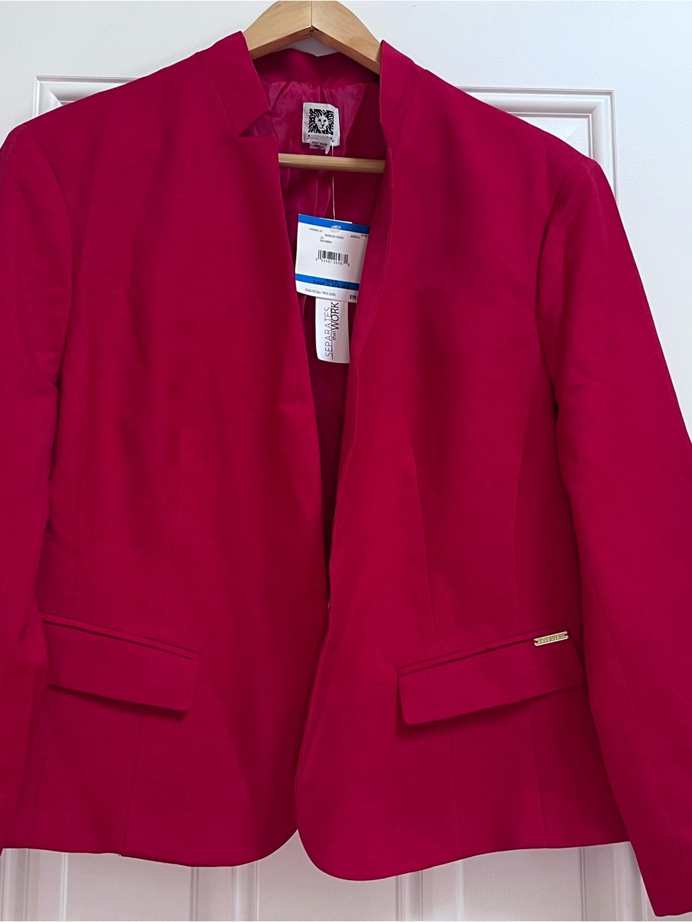 Structured Open-Front Women's Blazer Jacket - Barbados Red
